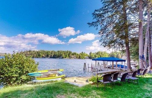 West Alton House | Waterfront home on Lake Winnipesaukee - private hot tub, sandy beach & boat dock