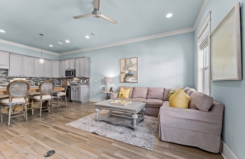 Miramar Beach House | White Coral Chateau with Low-Speed Vehicle, Heated Pool, and Cornhole Field