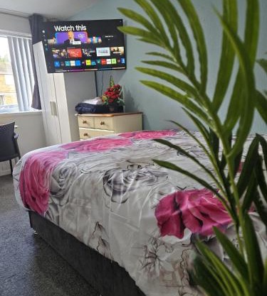 A cosy room with a king-sized bed & Netflix TV