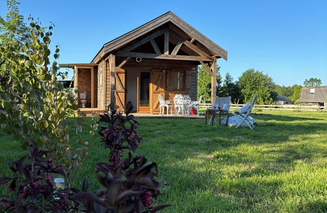A cottage in an orchard