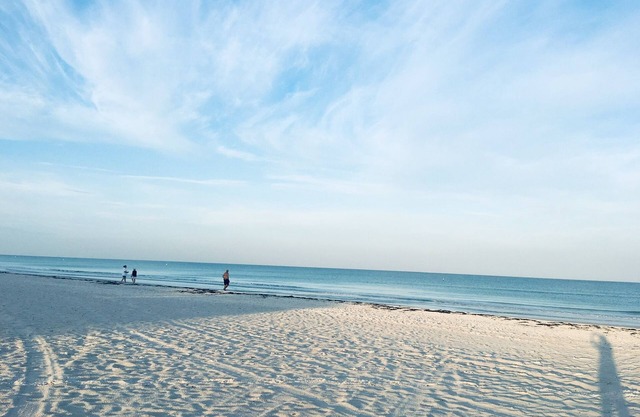 Across the white sand beach walking distance to Don Cesar Hotel
