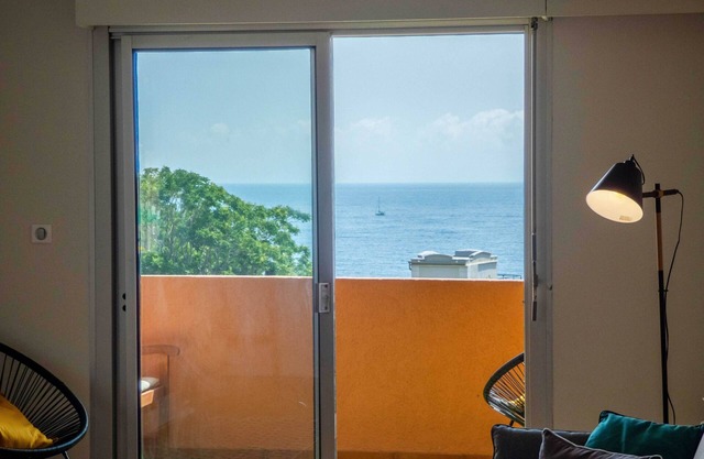 Air-conditioned apartment with terrace, sea view and garage, 5 mn from the beach