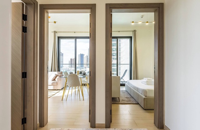Apt with Artful Interior and Urban Views