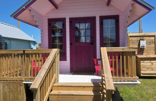 "Barbie" Bunkie adorable beach tiny home, Barbie Bunkie beach glamping cabin