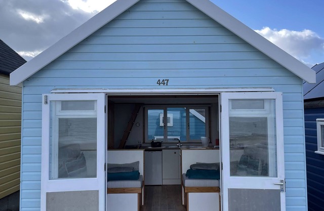 Beach Hut situated directly on the beach at Mudeford Spit, with an uninterrupted view across to the