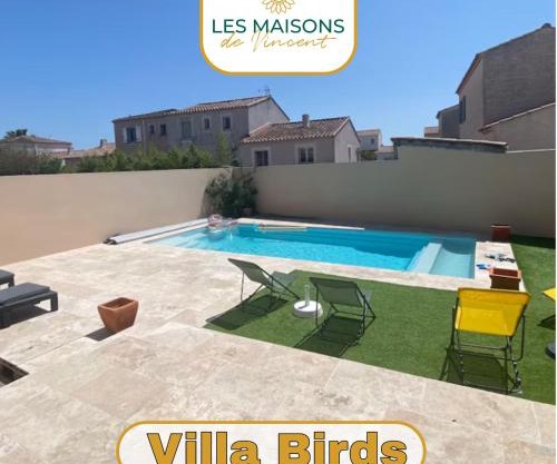Birds Villa, piscine chauffée, clim, garage, wifi