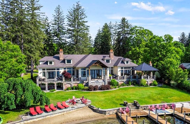 Bolton Manor ~ Massive Lakefront, Beach, and Hot Tub.
