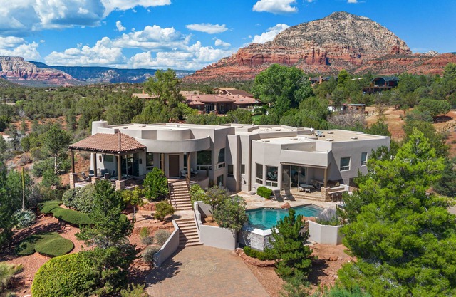 Breathtaking Luxury Estate Perched High, Panoramic Views, Pool & Hot Tub!