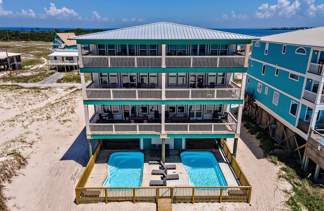 Breezy Shores 14 bedroom brand new Gulf Front Retreat with private pools by Prickett Properties