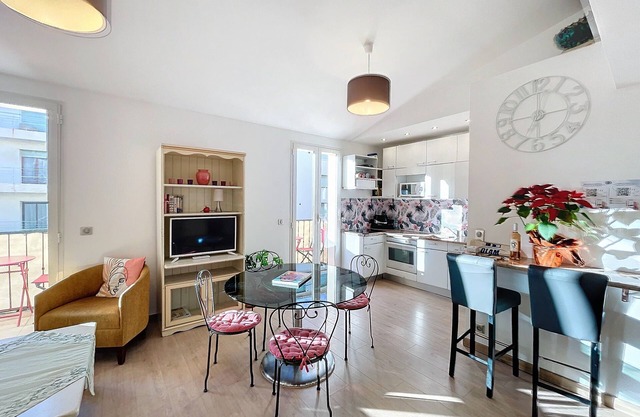 Cannes bright sunny close Ctr 2 BR flat mezzanine balconies Olam Properties