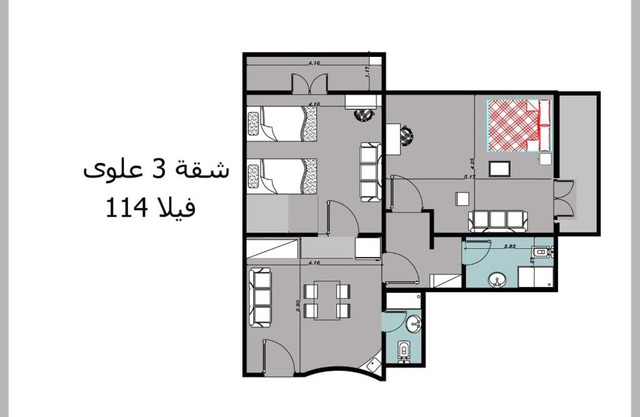 Chalet 3 VILLA114 first floor 2bed rooms and 2 bathrooms sea view green beach