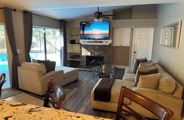 Charming 4 bdrm house in gated, exclusive neighborhood w/large heated pool.