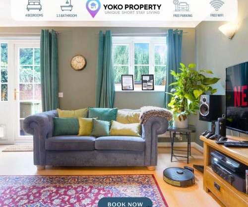 Charming 4 Bedroom House in Prime Location - Close to City Centre - Free Parking, Smart TVs and Landscaped Garden by Yoko Property