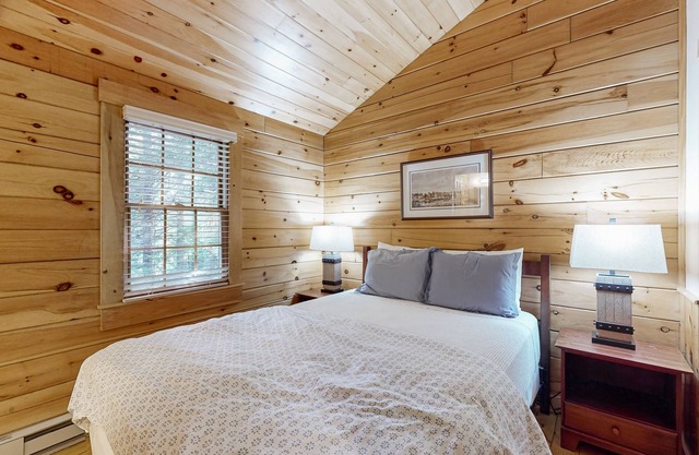Charming cabin retreat with fireplace, kitchen, pool table & gym - dog-friendly