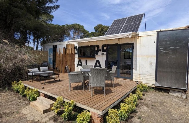 CoolTainer retreat Sustainable Coastal forest Tiny house near Barcelona by QuirkyGetaway