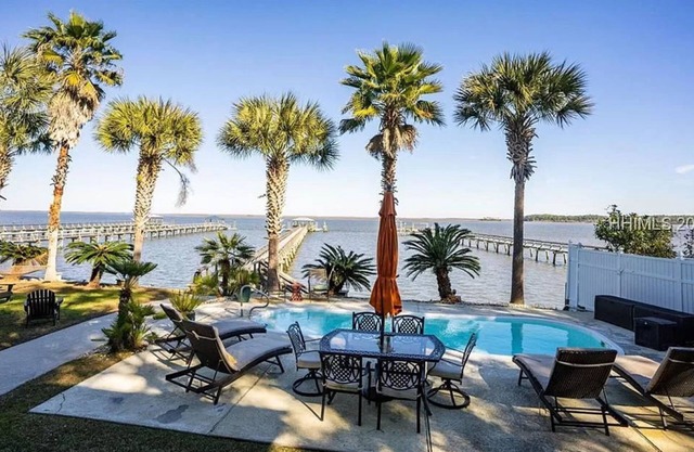 Dreamworthy, waterfront St. Helena home with pool and deep water dock.