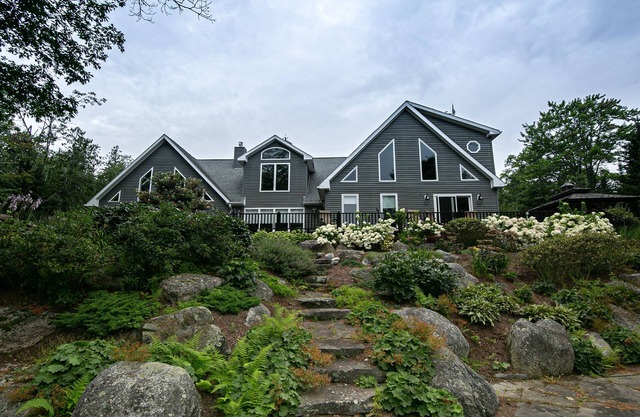 Enjoy a secluded shoreline home mid-way between the 2 parts of Acadia Natl Park!