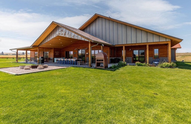Farmhouse vacation rental situated amongst hundreds acres of farmland.
