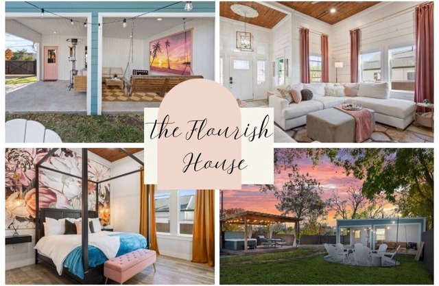 FlourishHouse-HotTub, firepit, gym, outdoor movie, outside dining