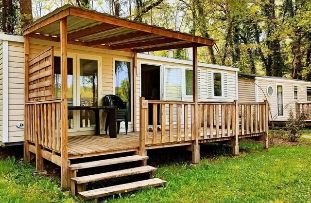 Flower Camping LES BERGES DE LA DORDOGNE * - Mobil-Home Comfort 32m2 Riviera - 3 bedrooms + Semi-covered terrace, dishwasher 6 people