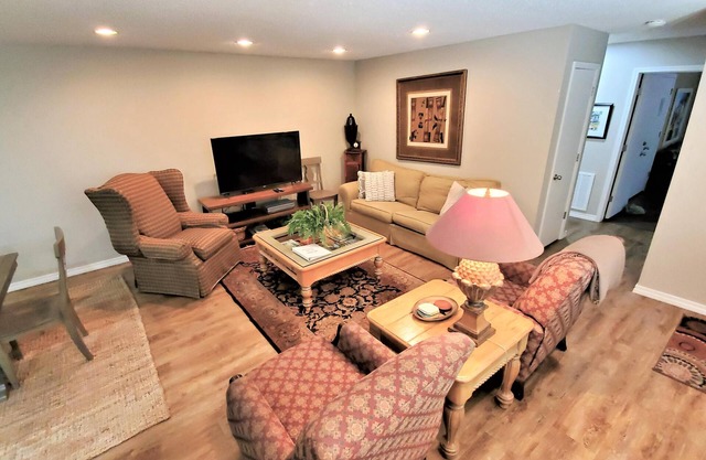 Four-bedroom condo with three KING BEDS, two twin beds. Three full baths.