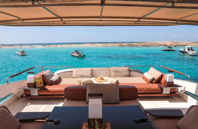 Goldfinger - Floating Home', a luxury catamaran yacht on the island of Formentera