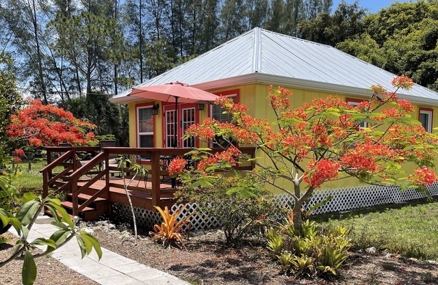 Has all of the modern comforts-hidden in the palm and mango groves.