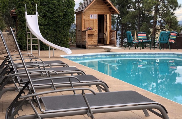 heated pool, hot tub, 4 bedrooms, 8 beds, lake view, city view, mountain view
