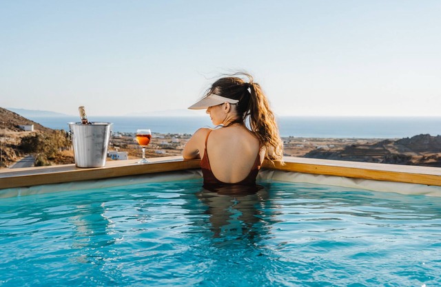 Heliopetra Seaview Suite with small Private Heated Pool at Kastraki Naxos island