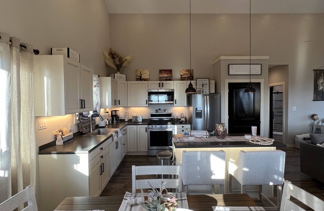 Hideaway On A Hill. The name says it all. It’s a cozy apartment with great views