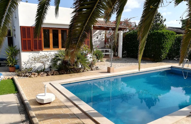 Holiday house with pool and palm trees
