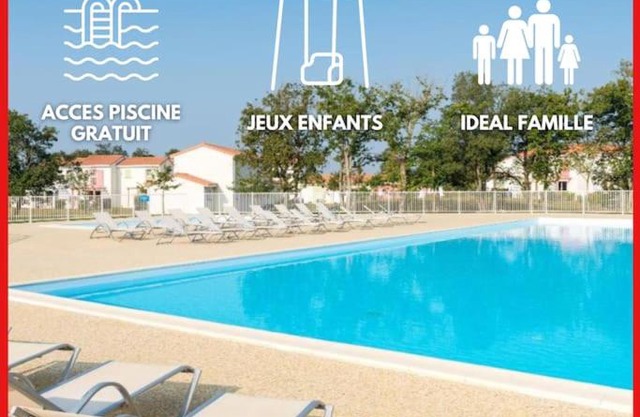 "LA BLEUE DES SABLES" Maison 8 personnes, dans village vacances, avec piscine accès gratuit