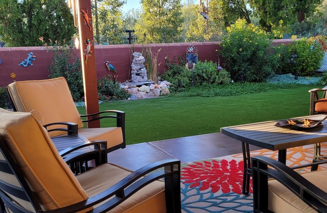 Luxurious Backyard Living at charming Adobe brick home
