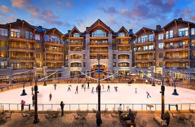 Luxurious ski apart/hotel with ski-in/ski-out access.
