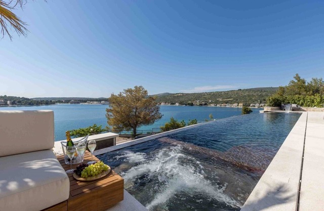 Luxury Beachfront Villa Smart Sienna Rogoznica with pool, jacuzzi, beachfront