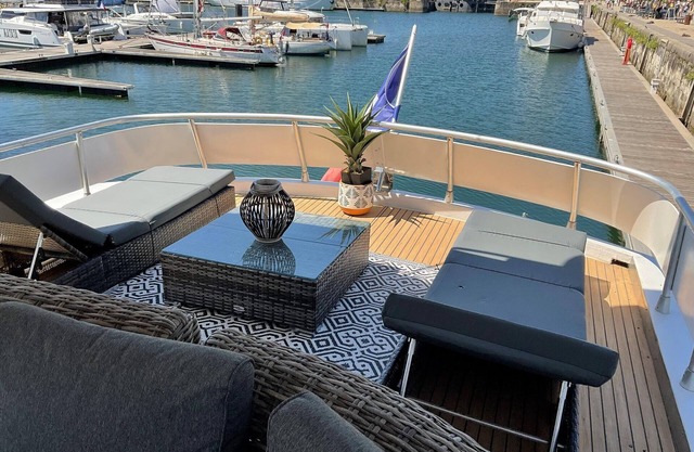 Luxury yacht in La Rochelle with a terrace