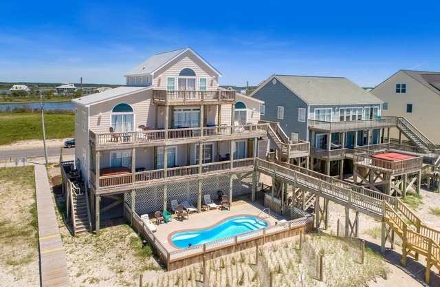 Multi-level oceanfront home with beach access, private hot tub and heated pool