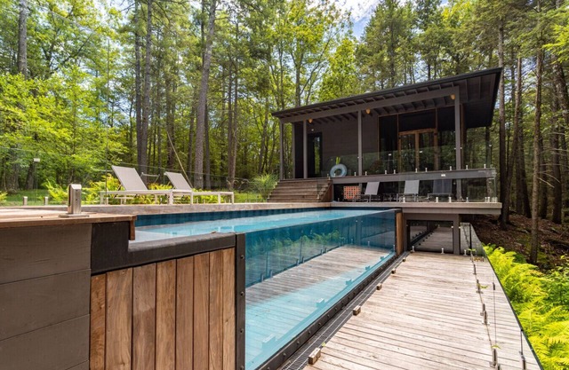 NEW: Luxe Glass Contemporary w/Pool + Guest House