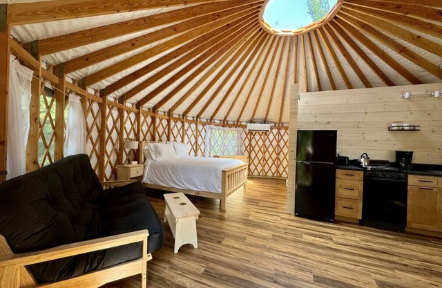 New luxurious 24’ yurt located in Bar Harbor, Maine with access to Northeast Creek
