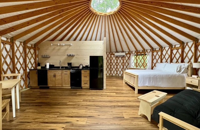New luxurious 24’ yurt located in Bar Harbor, Maine with access to Northeast Creek