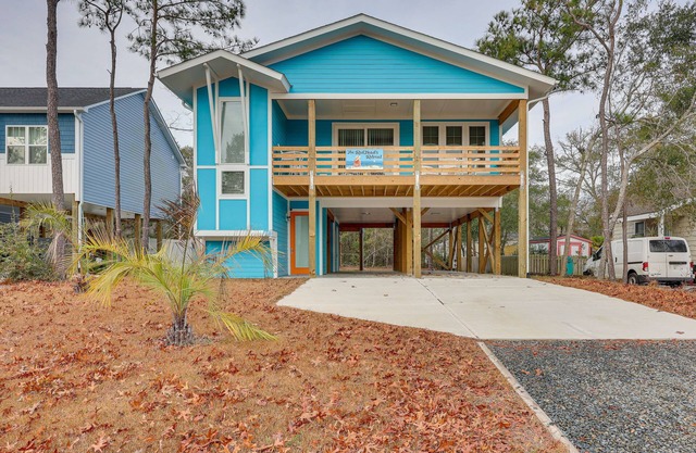 Oak Island Coastal Home w/ Covered Deck!