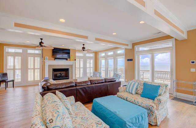 Oceanfront home with volleyball, game room, pool, beach access & washer/dryer