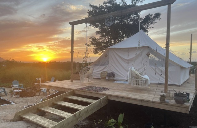 Peaceful Glamping tent on Farm w/ocean views
