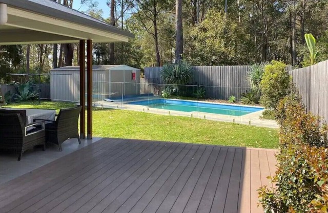 Pool, woods and playground
