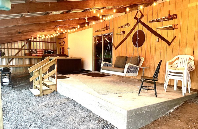 Private setting in town with large yard and fire pit! Unique, vintage decor!