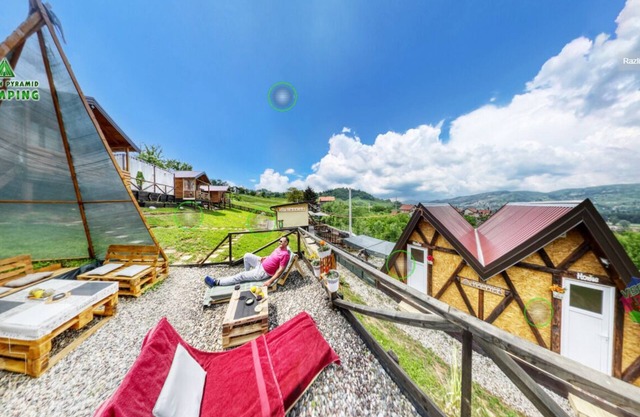 Red bungalow Bosnian pyramid glamping