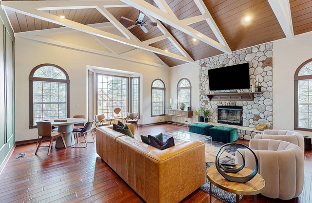 Retreat w/speakeasy, fireplace, game room, & patio - near skiing & trails