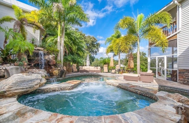 Shangri-La ♛ Private Waterfront Resort Sleeps 30 3 Acres Mega Pool Game House