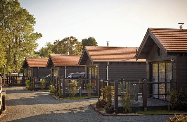 Situated around the lake.