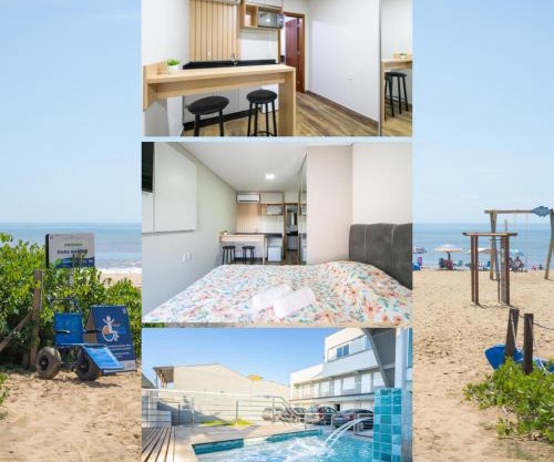 Studio A 350m PRAIA com Garagem privativa Cozinha funcional Ar Condicionado, Wi Fi, Localização estratégica, Centro da cidade, perto de tudo Reserve agora mesmo